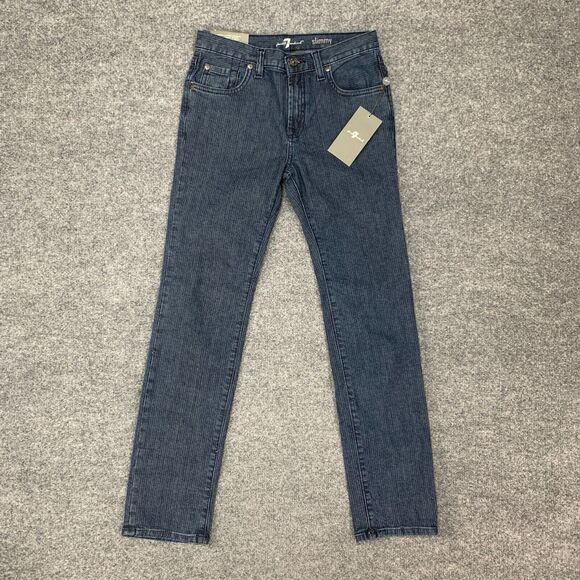 7 For All Mankind Slimmy Jeans Youth Boys 12 Slim Straight Leg Striped Stretch - Picture 2 of 14